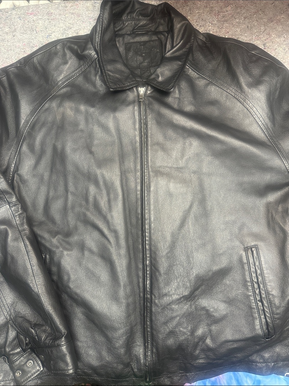 Saddlebred Men's Black Leather Bomber Jacket